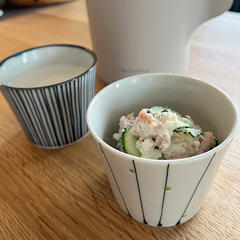 おからはポテサラ風にして、蕎麦猪口に