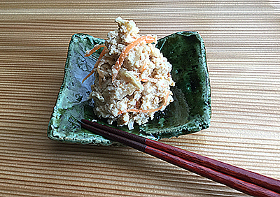 弓立窯　織部小皿に